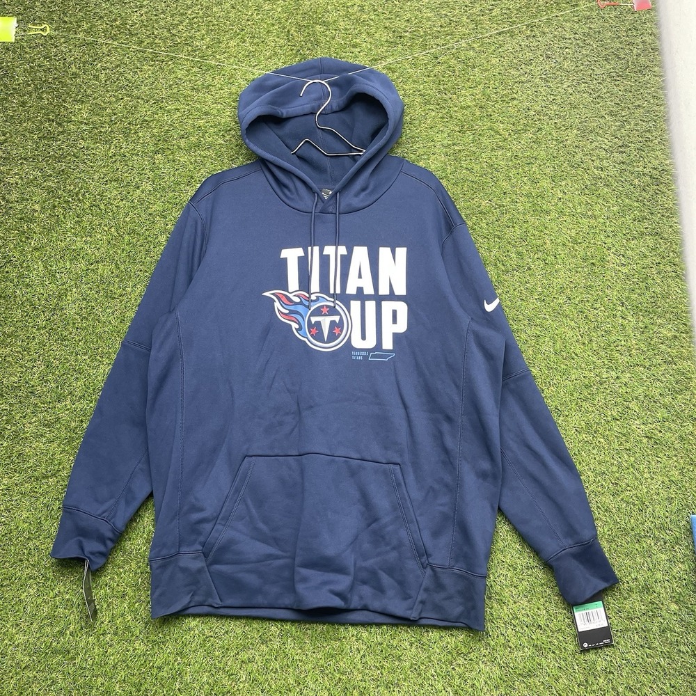 Nike Tennessee Titans Hoodie Mens XL Navy Therma Fit Sweatshirt Sports NWT